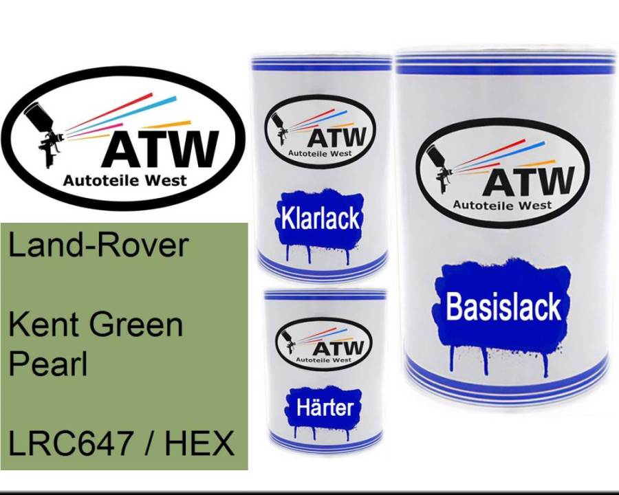 Land-Rover, Kent Green Pearl, LRC647 / HEX: 500ml Lackdose + 500ml Klarlack + 250ml Härter - Set, von ATW Autoteile West.